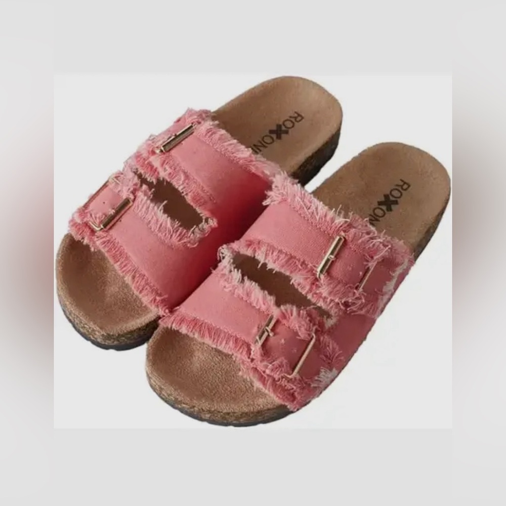 Pink Double Buckle Adjustable Straps Sandals